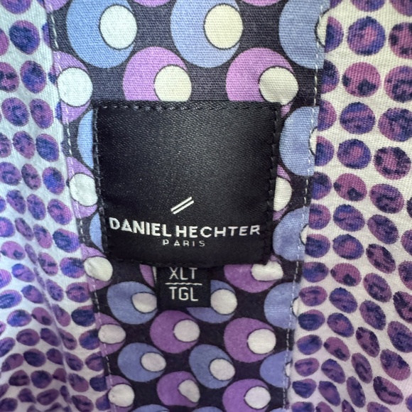 Daniel Hechter‎ Paris Men's Polka Dot Casual Dress Shirt Purple XLT Flip Cuffs - Picture 2 of 16
